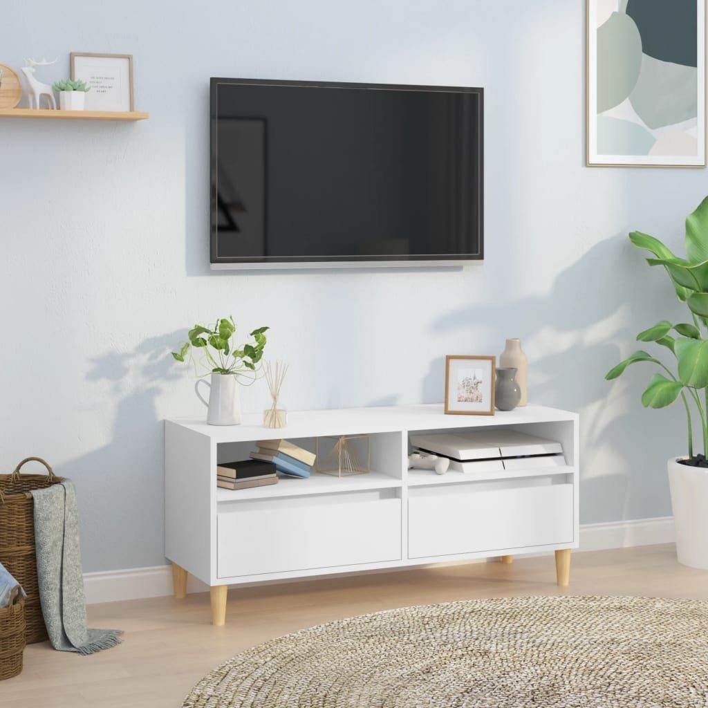 furnicato cm TV-Schrank Weiß 100x34,5x44,5 Holzwerkstoff