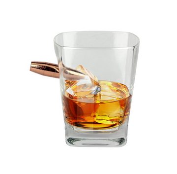 Barbuzzo Whiskyglas Last Man Standing, Glas, Patrone Kugel Einschuss für 295 ml Whisky