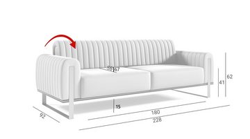 Fun Möbel 3-Sitzer Sofa Designersofa VALERIE in Stoff Elisa Velvet, auch im Set erhältlich, Rückenlehne verstellbar, Rundumbezug