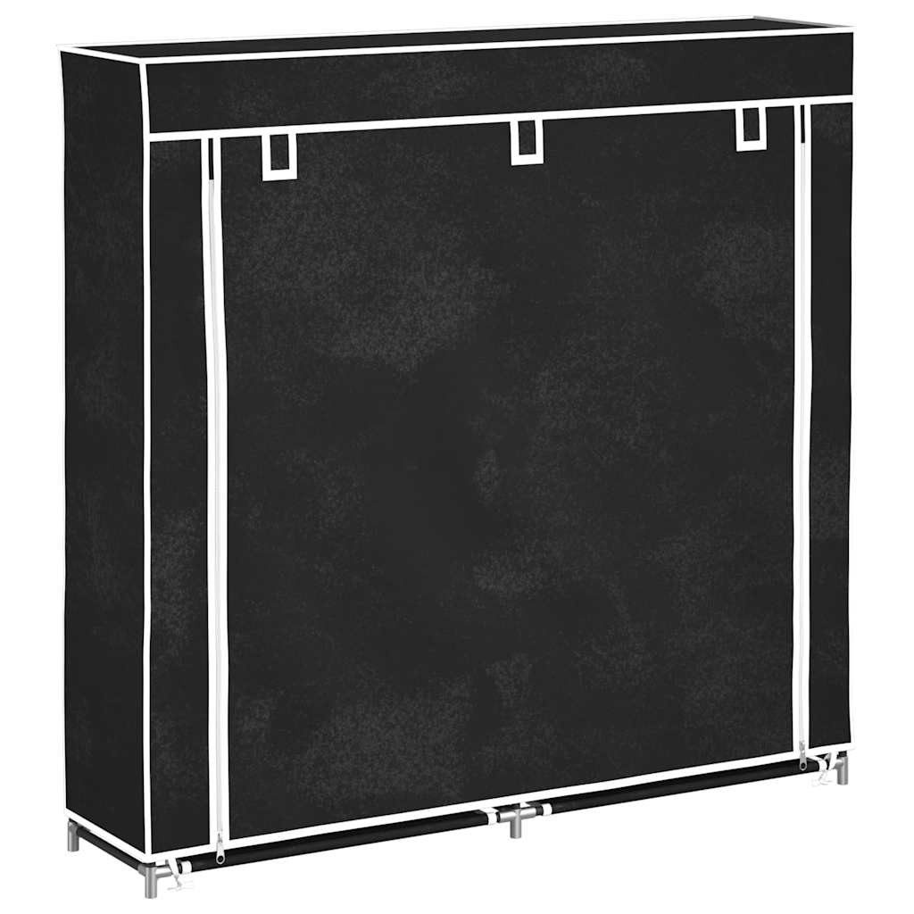 vidaXL Schuhregal Stoff Schuhschrank mit Abdeckung 115 x 28 x 110 cm Schwarz, 1-tlg.