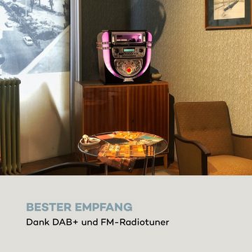 Auna Graceland Mini Stereoanlage (DAB+/FM-Radiotuner, Retro Bluetooth USB SD Uhrzeitanzeige Aufnahmefunktion)