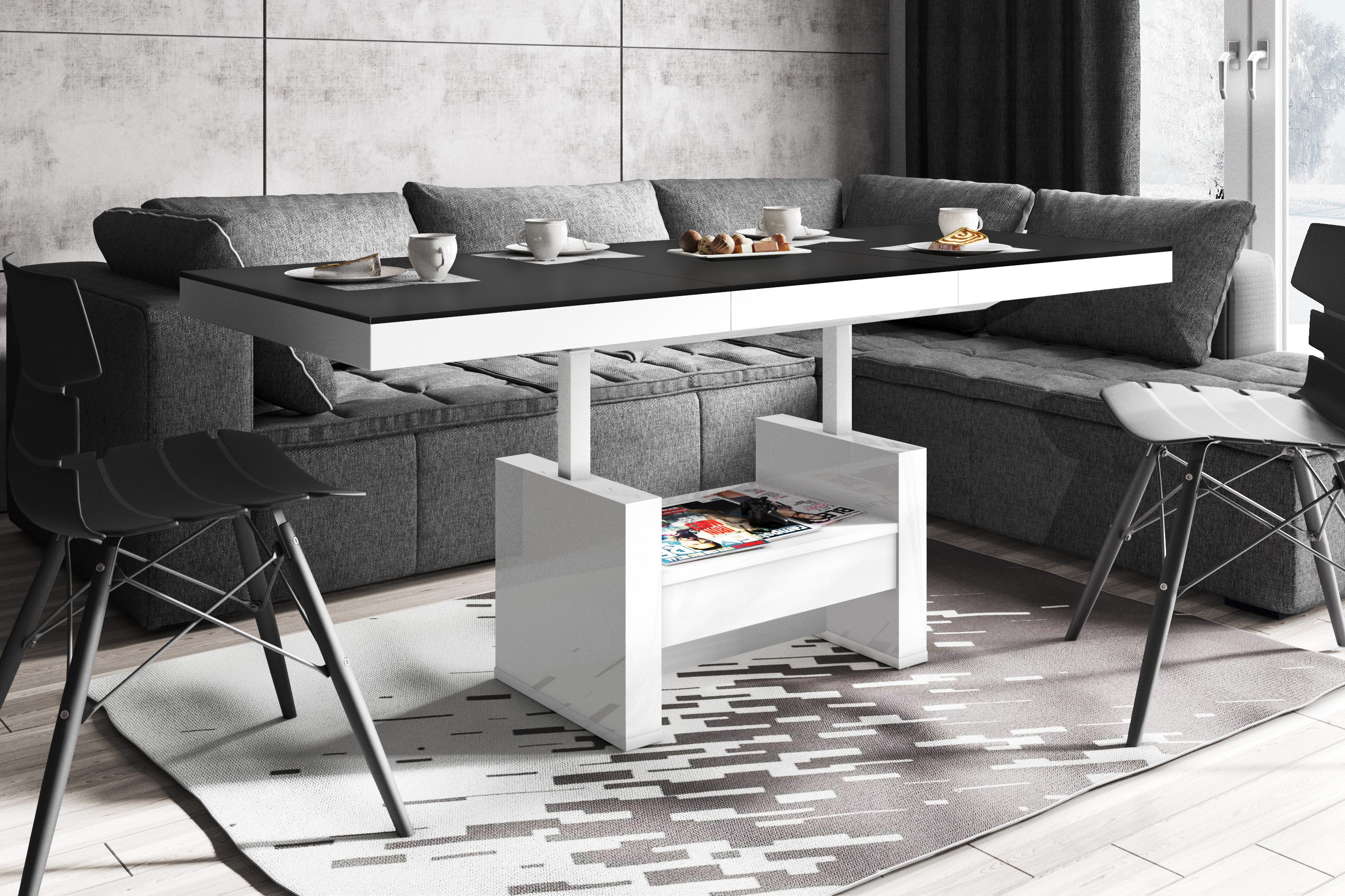designimpex Couchtisch HLU-111 Schwarz MATT / günstig online kaufen