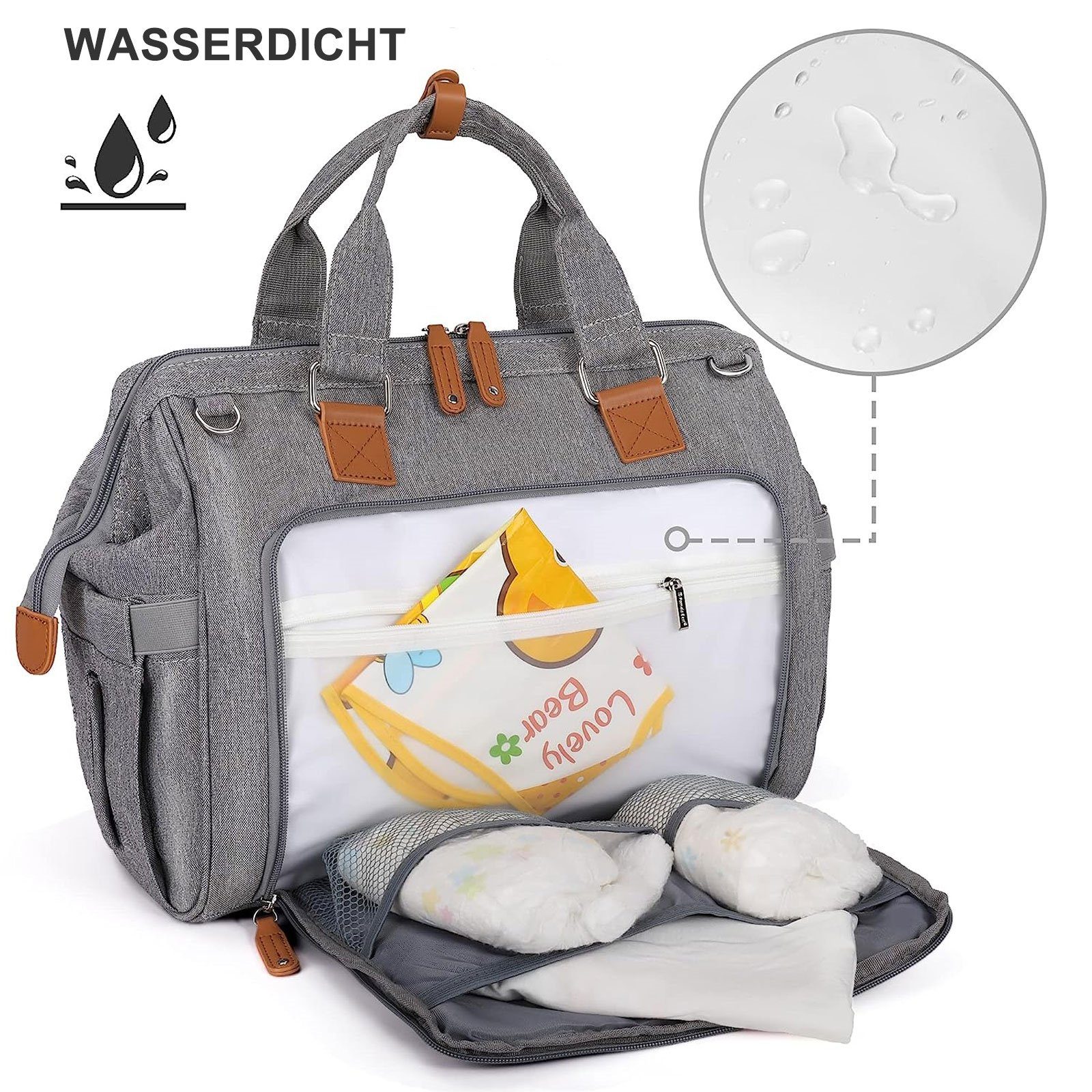 und Pomelo isoliertem mobiler Henkeltasche Wickeltasche Papa (Windeln Babyflasche Mama tragbarer Nass/Trocken Handyfach Wickelauflage Umhängetasche Flaschenhalter, Tasche mit Handtasche unterwegs), Best Getrennt Wickeltasche, für Babytasche, Baby mit Multifunktional, Grau Multifunktions-Babytaschen Milchfläsche