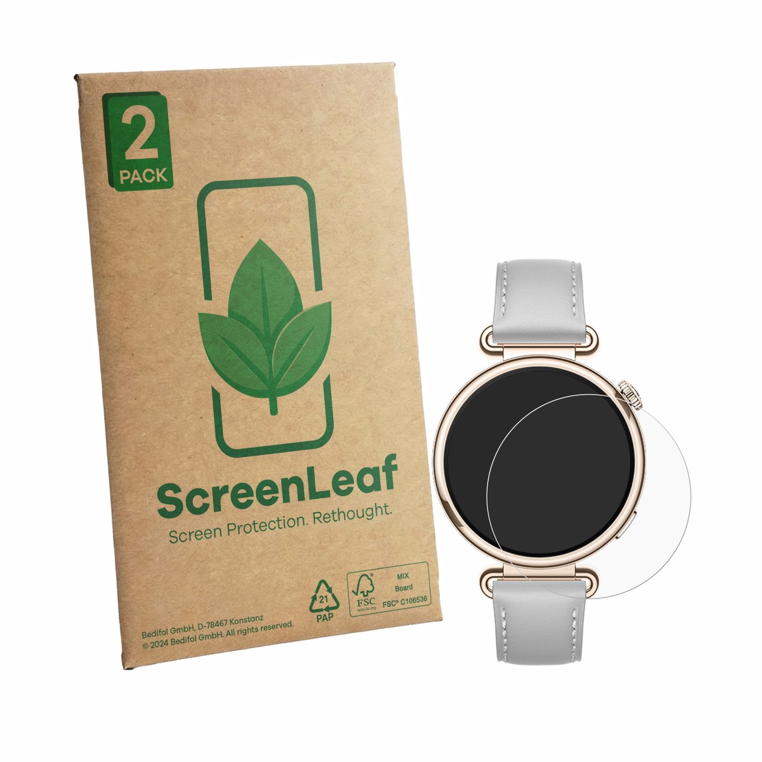 ScreenLeaf Displayschutzfolie Schutzfolie für Huawei Watch GT 7 (41 mm), 2 Stück, Displayschutz Schutz Folie Klar Transparent