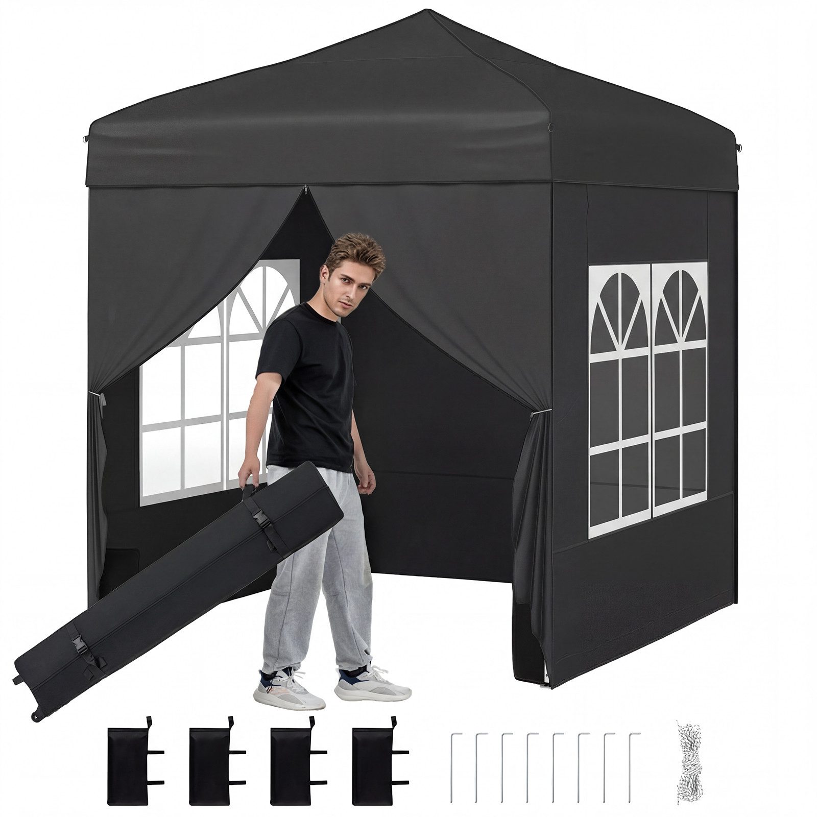 COSTWAY Faltpavillon, Gartenpavillon, Pop Up Pavillon 2 x 2m, Gartenzelt