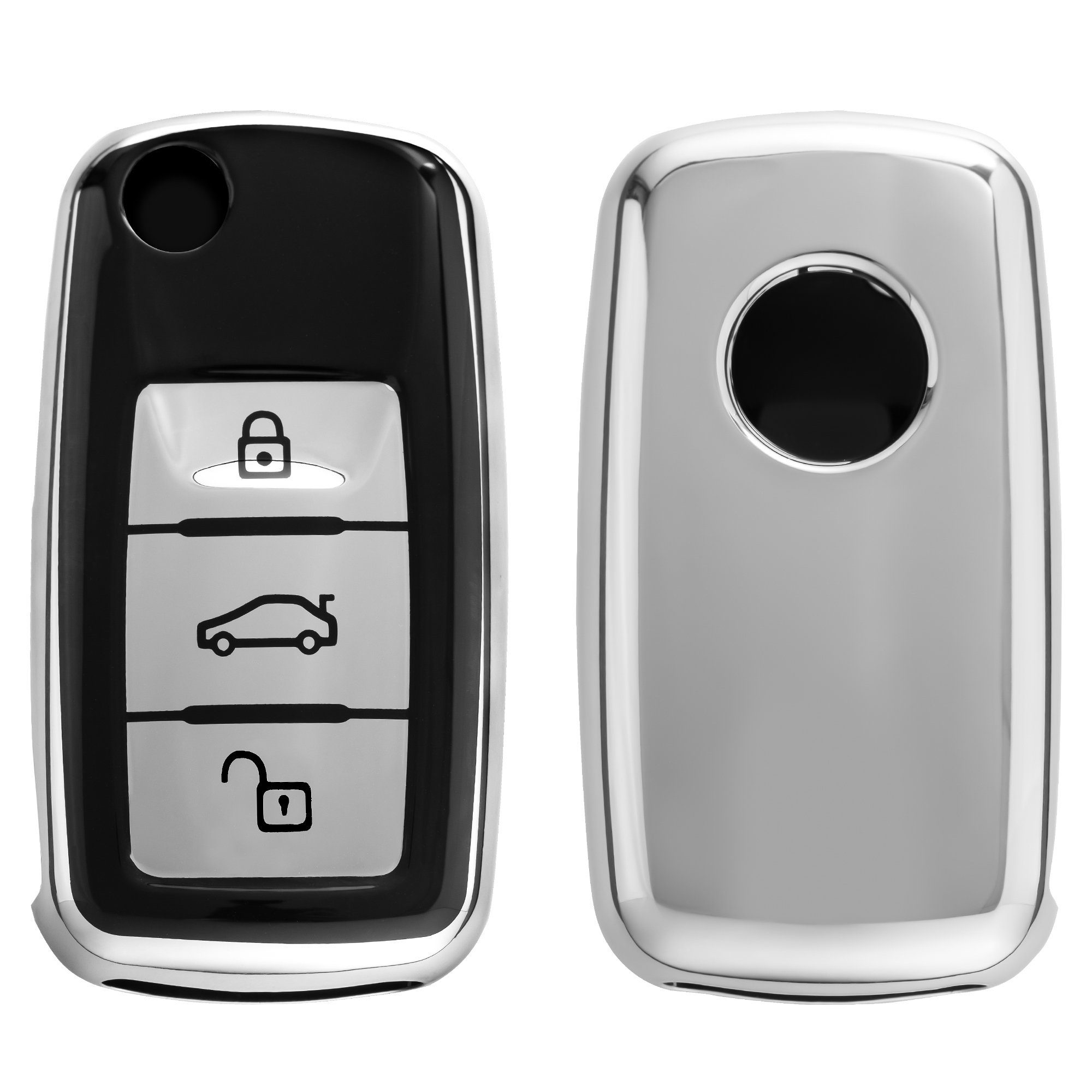 für kwmobile VW Silikon Schlüssel Cover Skoda Autoschlüssel Silber Case Seat, Hülle Schlüsseltasche Schlüsselhülle