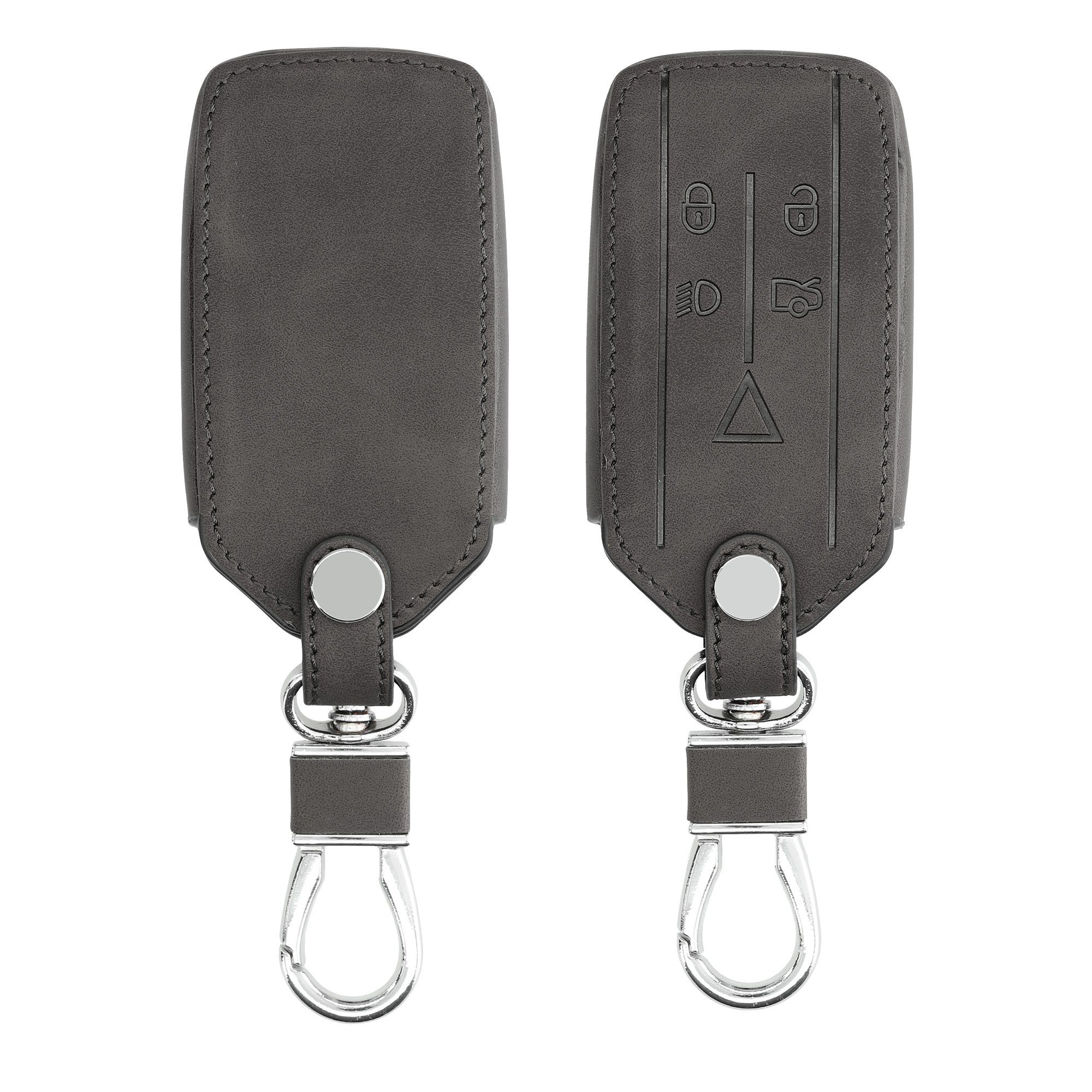 kwmobile Schlüsseltasche Autoschlüssel Hülle für Jaguar, Nubuklederoptik - Kunstleder Schutzhülle Schlüsselhülle Cover Dunkelgrau