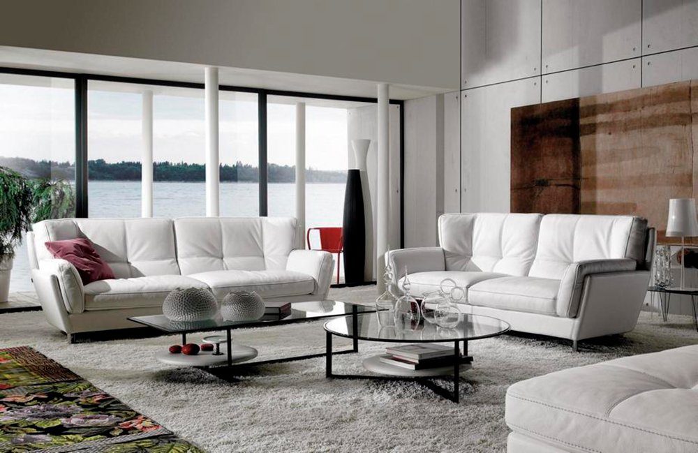 JVmoebel Sofa Luxus Sofa Möbel Sitz Sofas Weiß Holz 3 Prianera Couch Dreisitzer