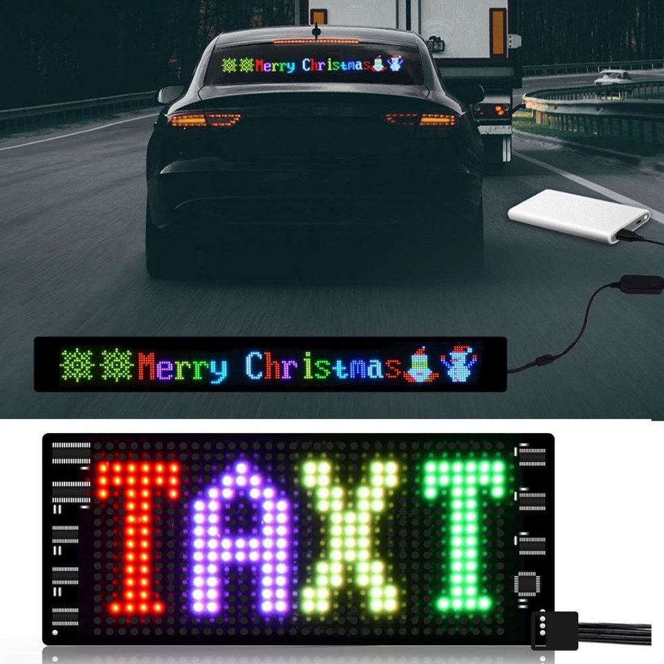 JOYOLEDER Hinweisschild Flexibler LED Anzeigetafel, LED Namensschild  Programmierbar, (Bluetooth Smart App Led RGB Panel), 12*68cm