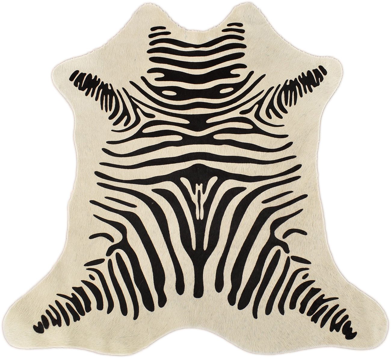 KUHFELL online & NOMAD Fellteppich KALBFELL KLEIN KUHFELL ZUSCHNITT WEISS MIT ZEBRA PRINT 70 x 60 cm