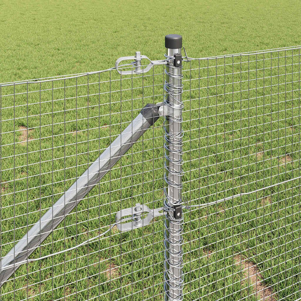 vidaXL Spike-montierter geschweißter Maschendrahtzaun Stahl Silber, (1-St)