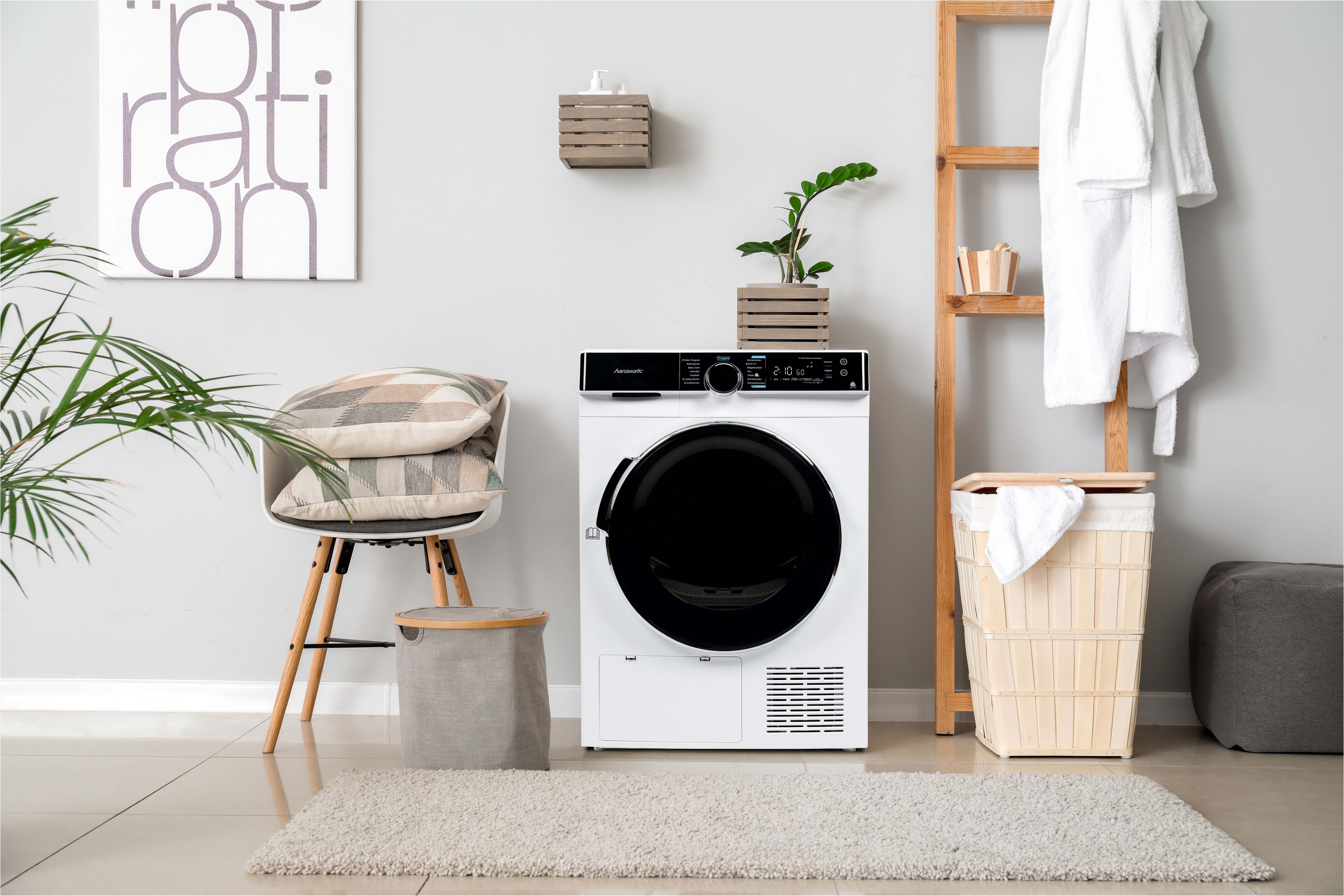 Hanseatic Wärmepumpentrockner HWTK8A3GT, Wolle, Bettwäsche, Outdoor, Hemden und Baby Care