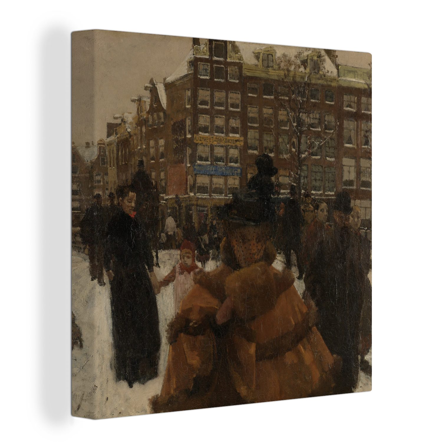 OneMillionCanvasses® Leinwandbild Die Singelbrücke in der Paleisstraat in Amsterdam - Gemälde von George, (1 St), Leinwand Bilder für Wohnzimmer Schlafzimmer
