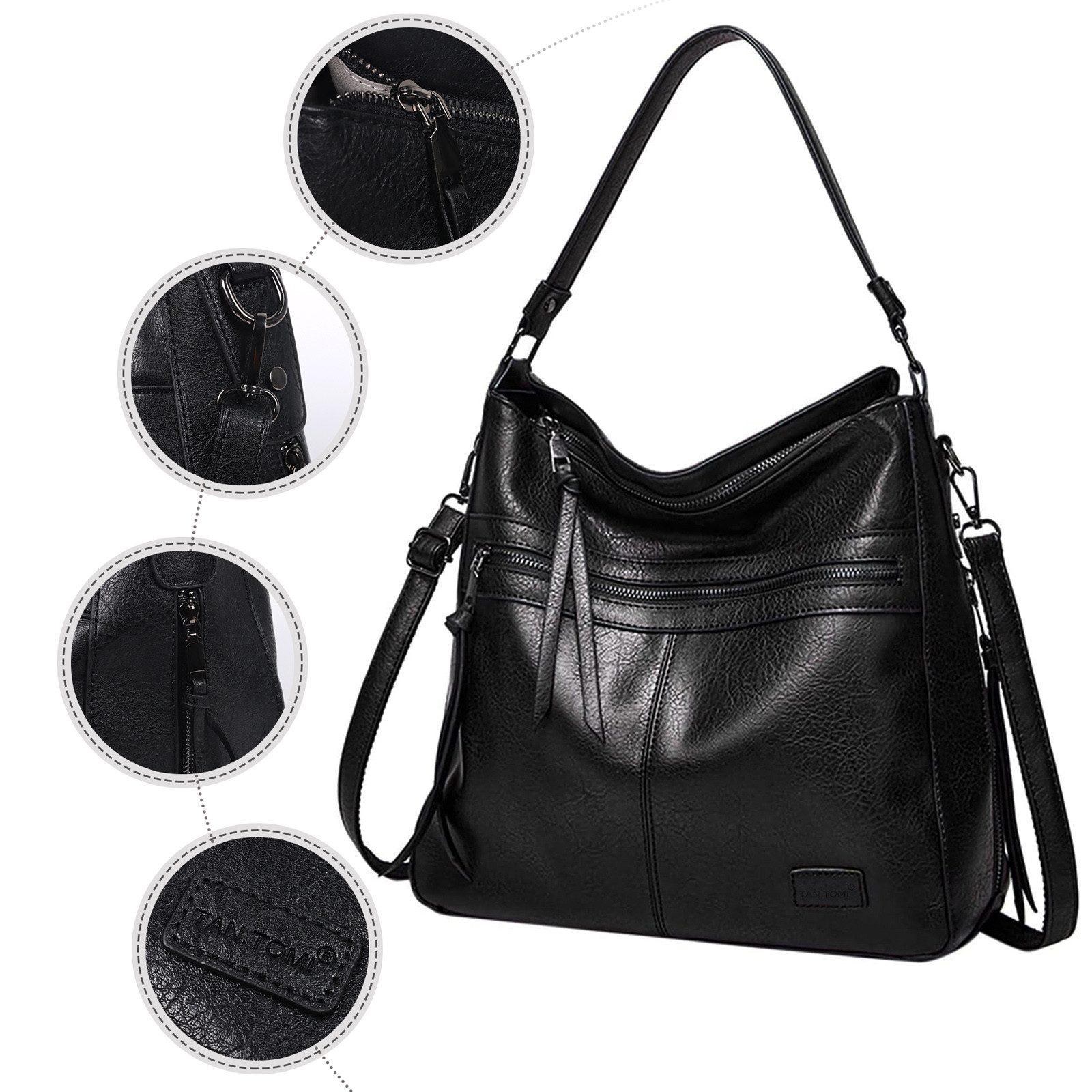 TAN.TOMI Schultertasche Damen Schultertasche Groß Shopper Handtasche, Synthetisches-Lederhandtasche Umhängetasche Damen Taschen – Bild 4 von 5