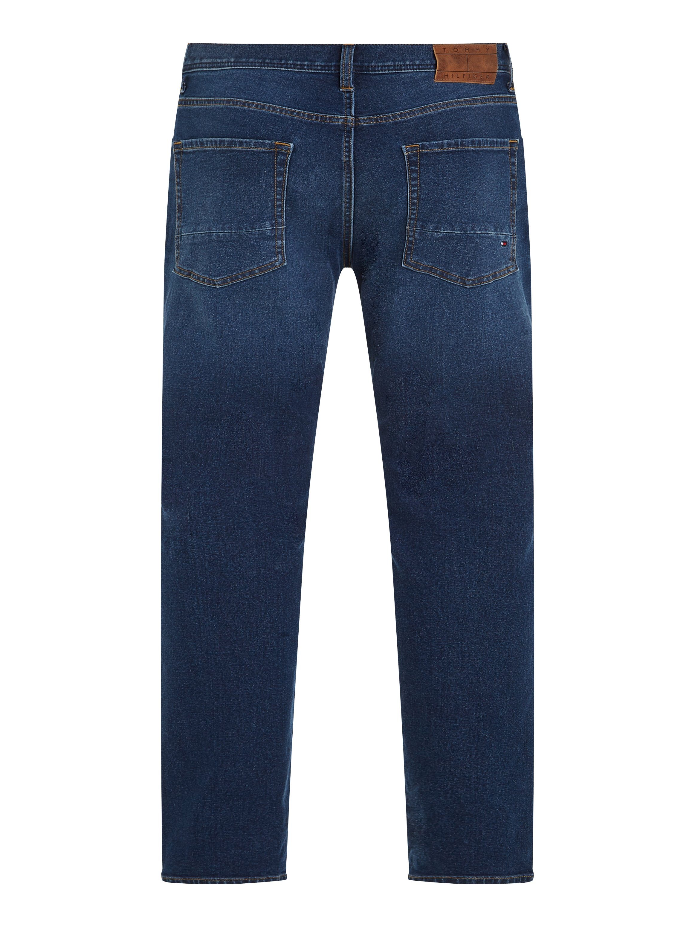 Straight-Jeans CHARLES DENTON Tommy BLUE STR Hilfiger 1BX Leder-Batch STRAIGHT Hilfiger hinteren Bundabschluss Denim am mit Tommy