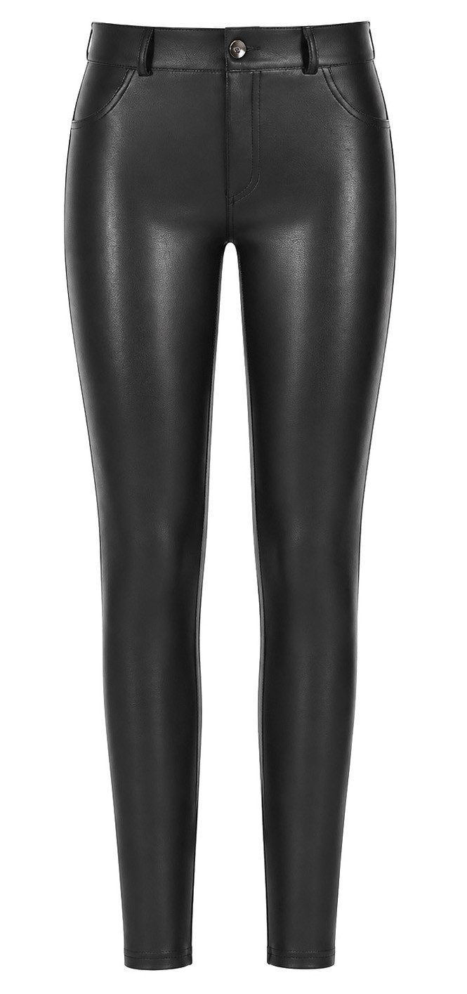 Bas Bleu Jeggings in Lederoptik, mit Knopfverschluss