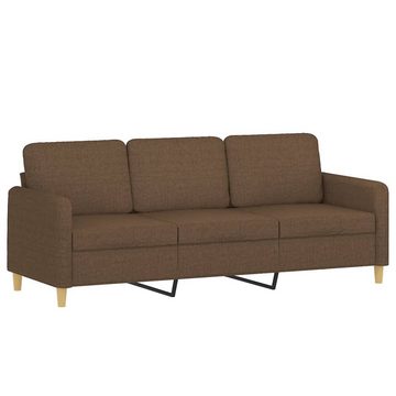 vidaXL Sofa 3-tlg. Sofagarnitur mit Kissen Braun Stoff