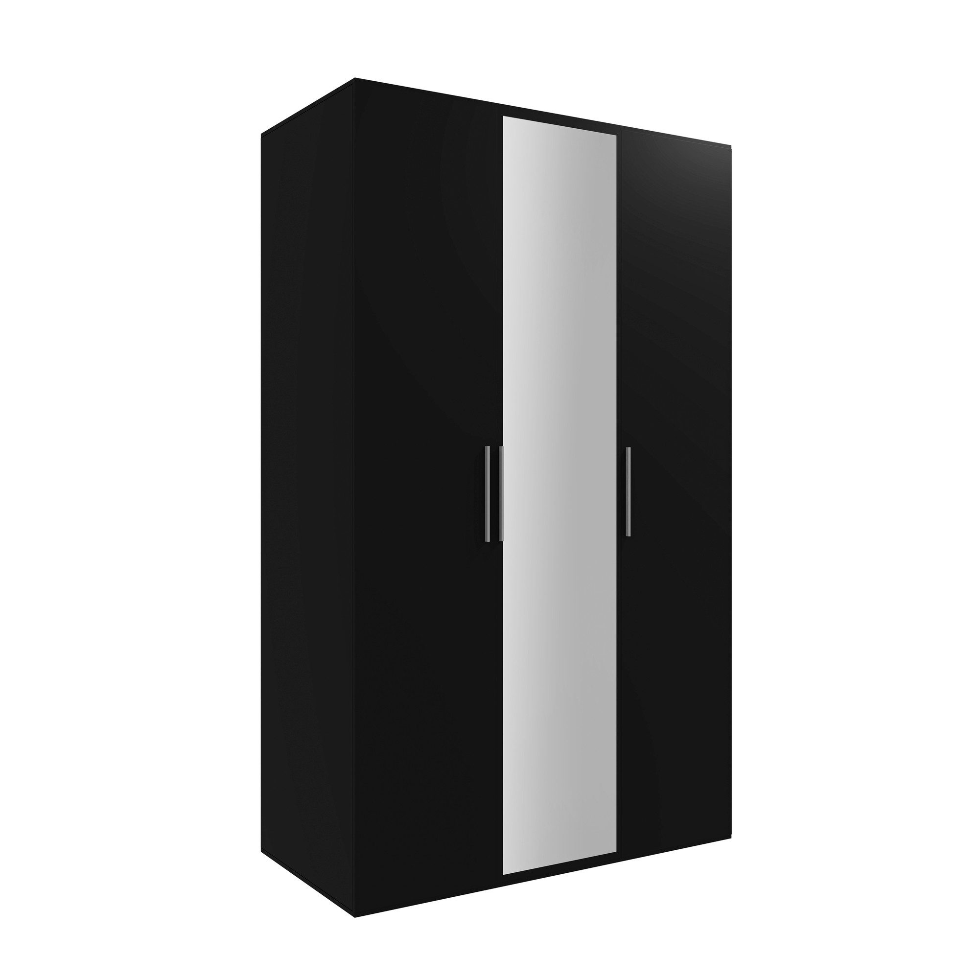 MOEBLO Kleiderschrank BERNI (mit 3 Flügeltüren und Spiegel – Drehtürenschrank für Schlafzimmer, viel Stauraum, Schrank mit 3 Flügeltüren, Spiegelschrank, Schlafzimmermöbel, Schrank) 184 cm x 120 cm x 55 cm