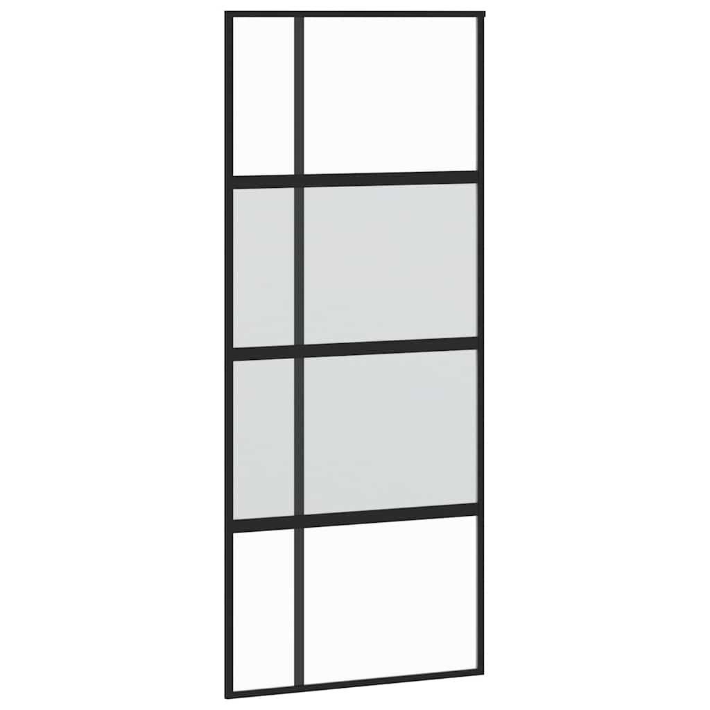 vidaXL Haustür Schiebetür Schwarz 90x205 cm Hartglas und Aluminium (1-St)