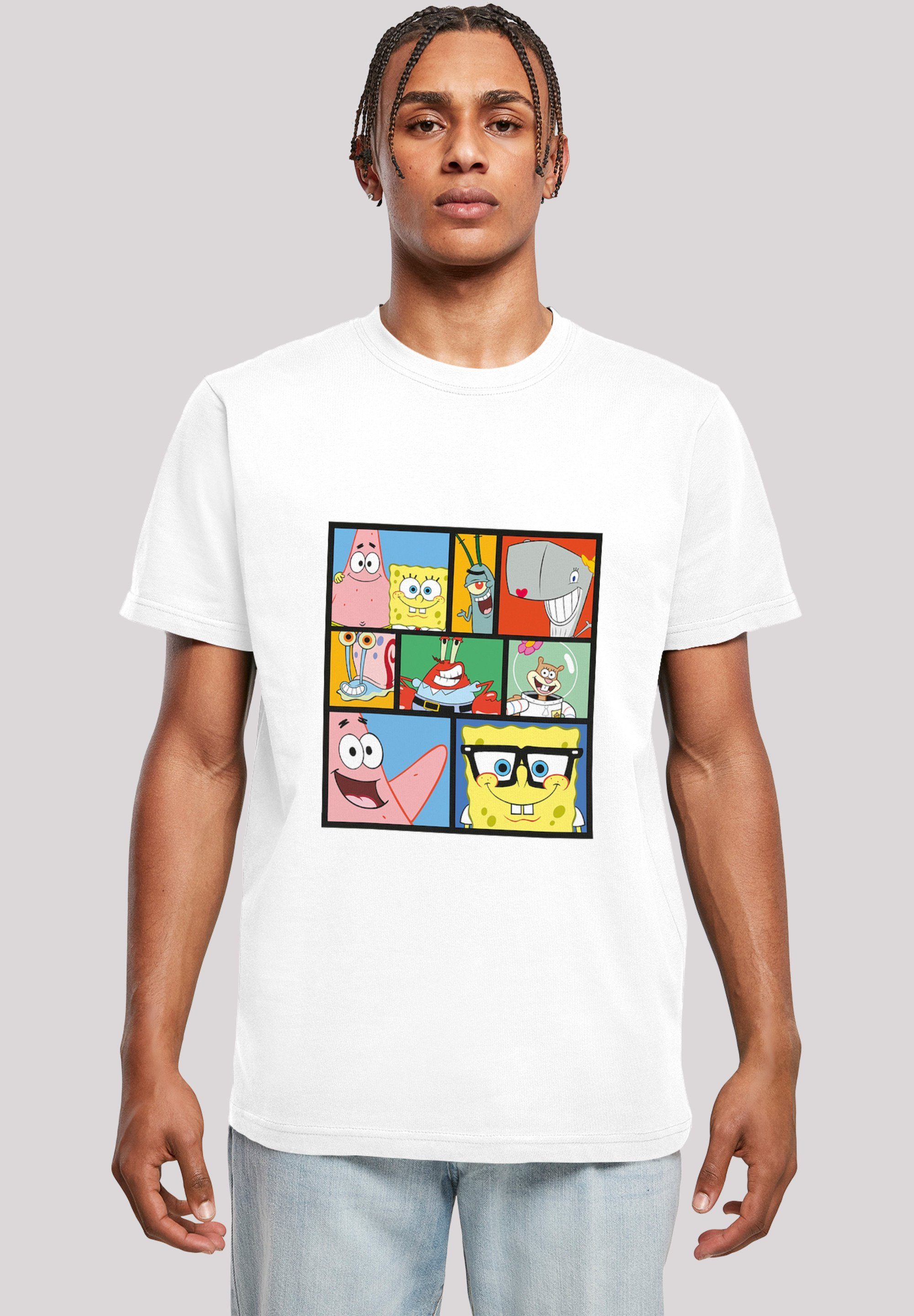 F4NT4STIC T-Shirt Spongebob Schwammkopf Collage Herren,Premium Merch,Regular-Fit,Basic,Bedruckt weiß