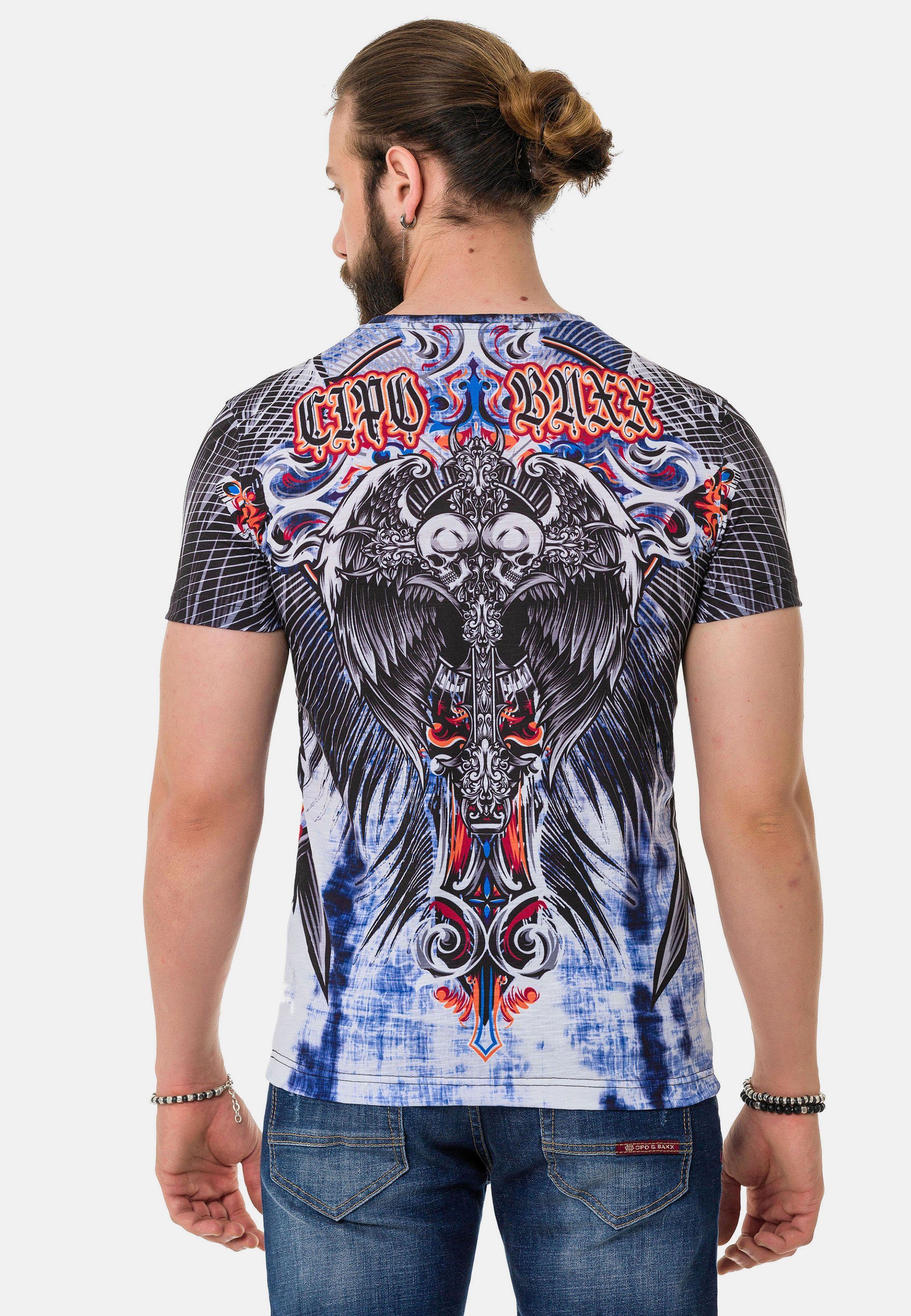 Cipo & Baxx T-Shirt rockigem Print mit