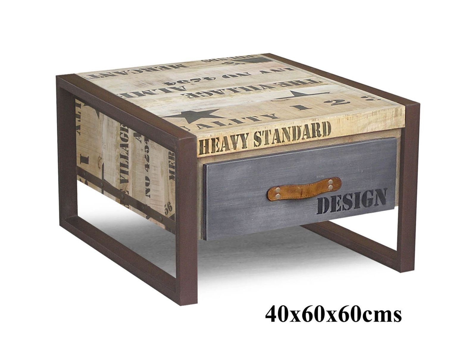 Massivmoebel24 Couchtisch FACTORY (Massivholz, Massivholztisch), Couchtisch Mango 60x60x40 natur bedruckt FACTORY #127