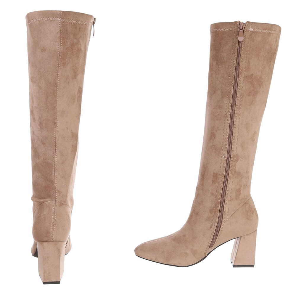 Ital-Design Damen Stiefel hoch mit Blockabsatz und spitzer Form High-Heel-Stiefel (92299548) Blockabsatz Stiefel in Hellbraun – Bild 5 von 5