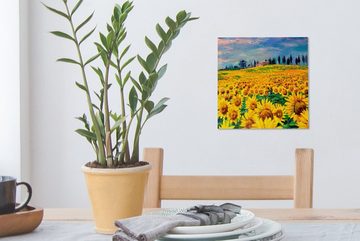 OneMillionCanvasses® Gemälde Ölfarbe - Gemälde - Blumen - Sonnenblume, (1 St), Leinwand Bilder für Wohnzimmer Schlafzimmer