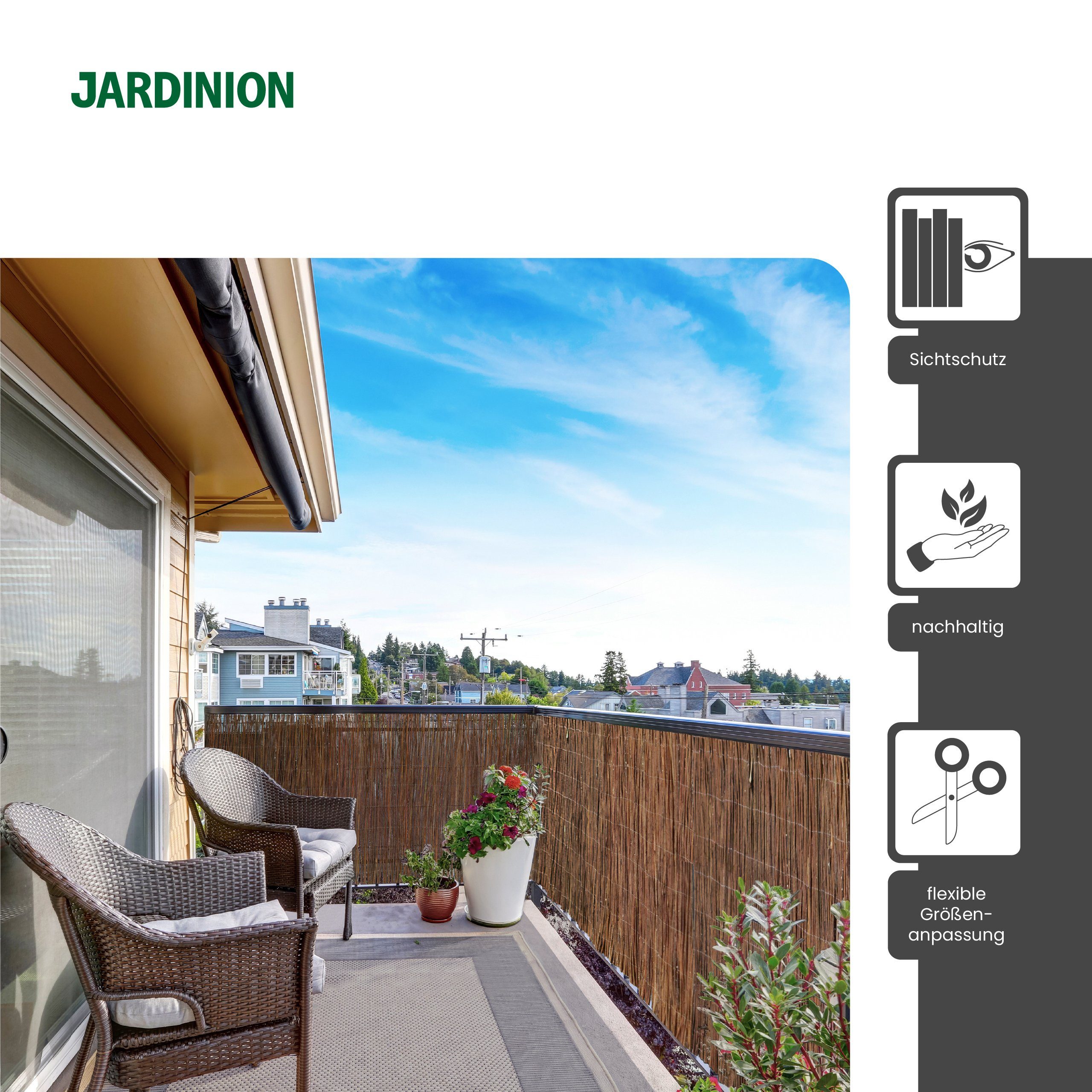 Jardinion Sichtschutzstreifen, (Weidenmatte, Sichtschutz aus Weide, 1-St),  Sichtschutzmatte, Weidenzaunmatte, Balkonverkleidung aus Weide