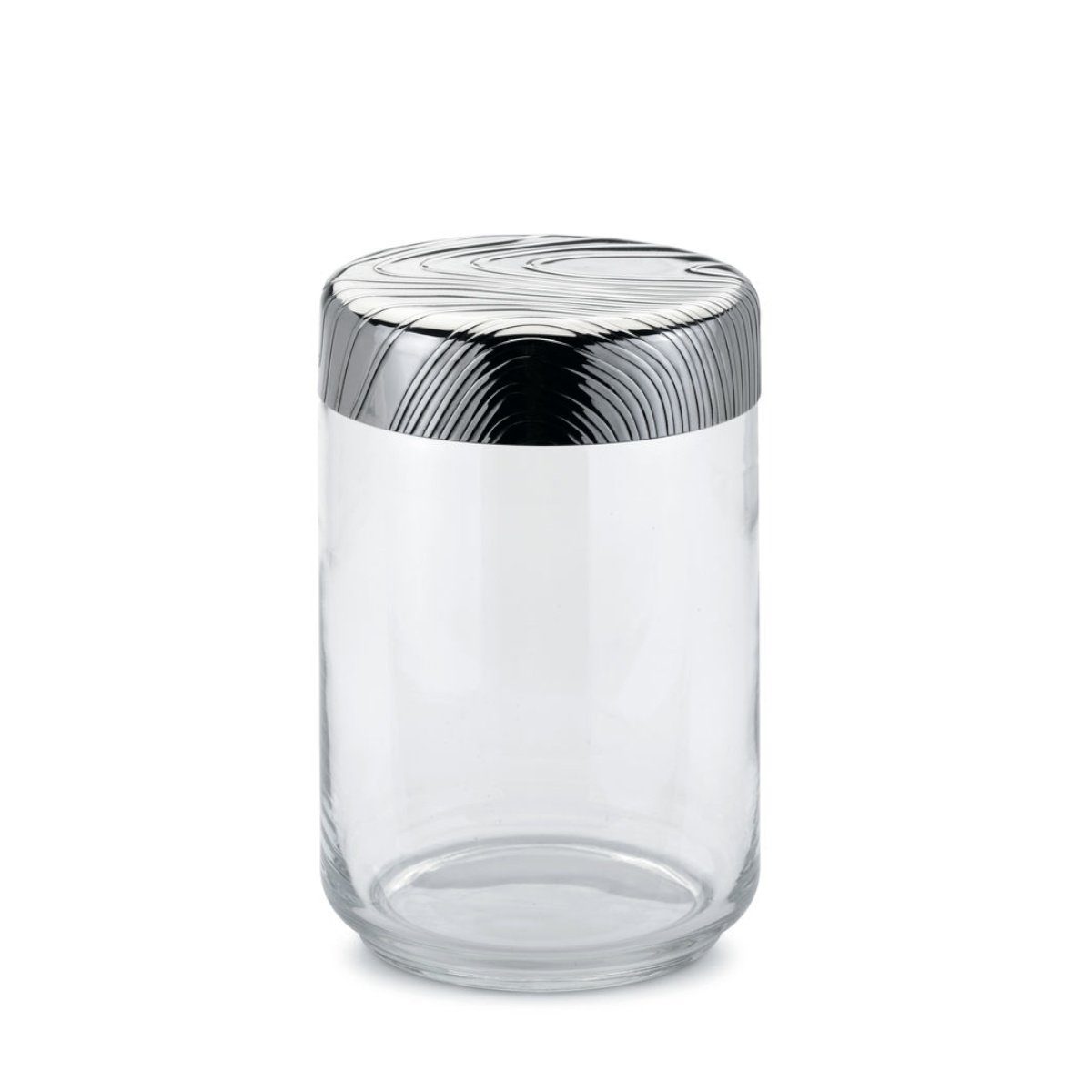 Alessi Frischhaltedose Aufbewahrungsglas VENEER 1 l, Glas, Edelstahl (poliert), Kunststoff (lebensmittelecht)