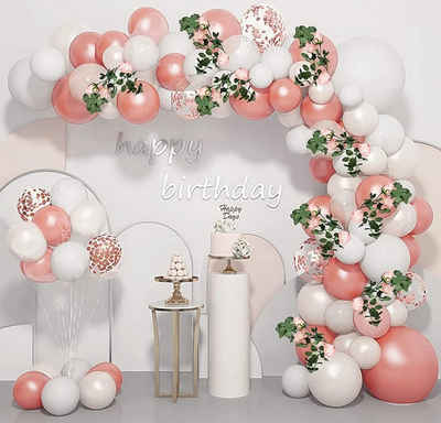 vokarala Luftballon Girlande Luftballon Geburtstag mit Konfetti und Blättern, für hochzeit Babyparty, Brautparty, Geburtstag Deko, Party Deko