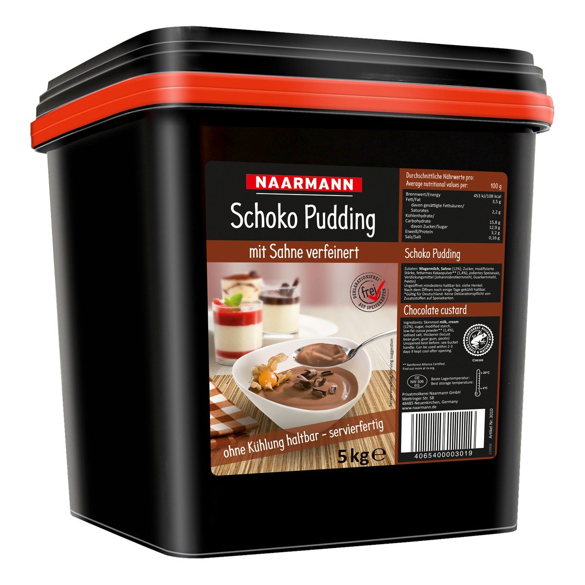 NAARMANN Süßigkeit, Naarmann Schoko Pudding mit Sahne verfeinert servierfertig 5000g