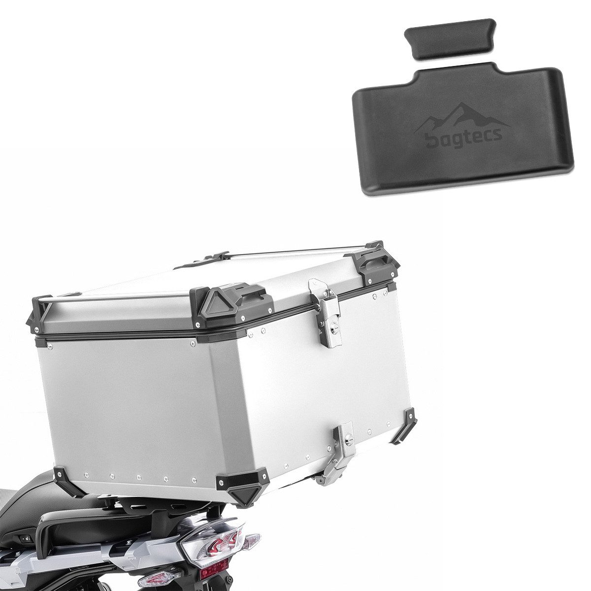 Bagtecs Topcase Set Motorrad Aluminium Topcase 100L + Sozius Rückenpolster RPL # XB100