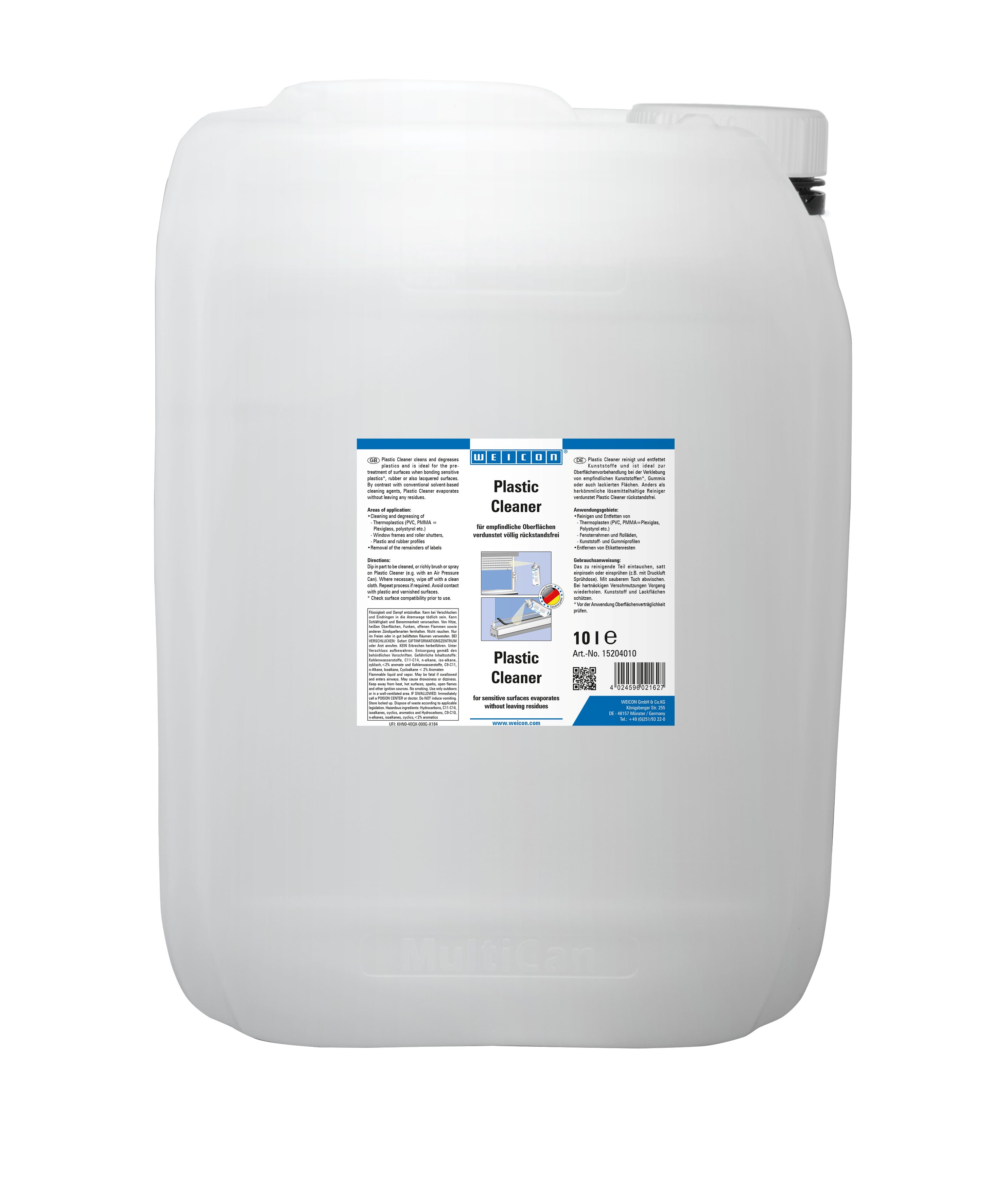 WEICON Plastic Cleaner, Reiniger für Kunststoff und Gummi Kunststoffreiniger (für empfindliche Merkmale)