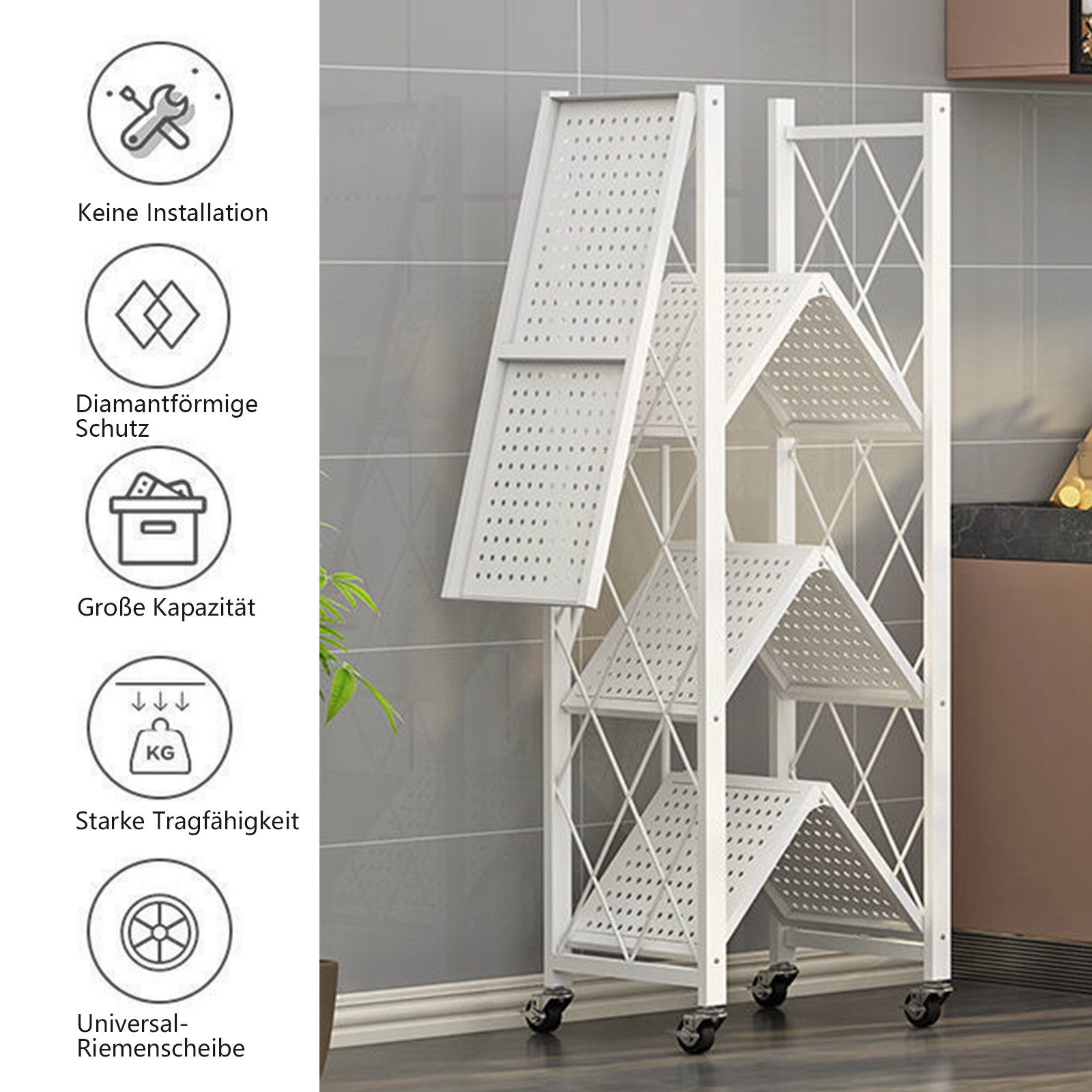TWSOUL Standregal Klappbares Regal mit Rollen, günstig online kaufen