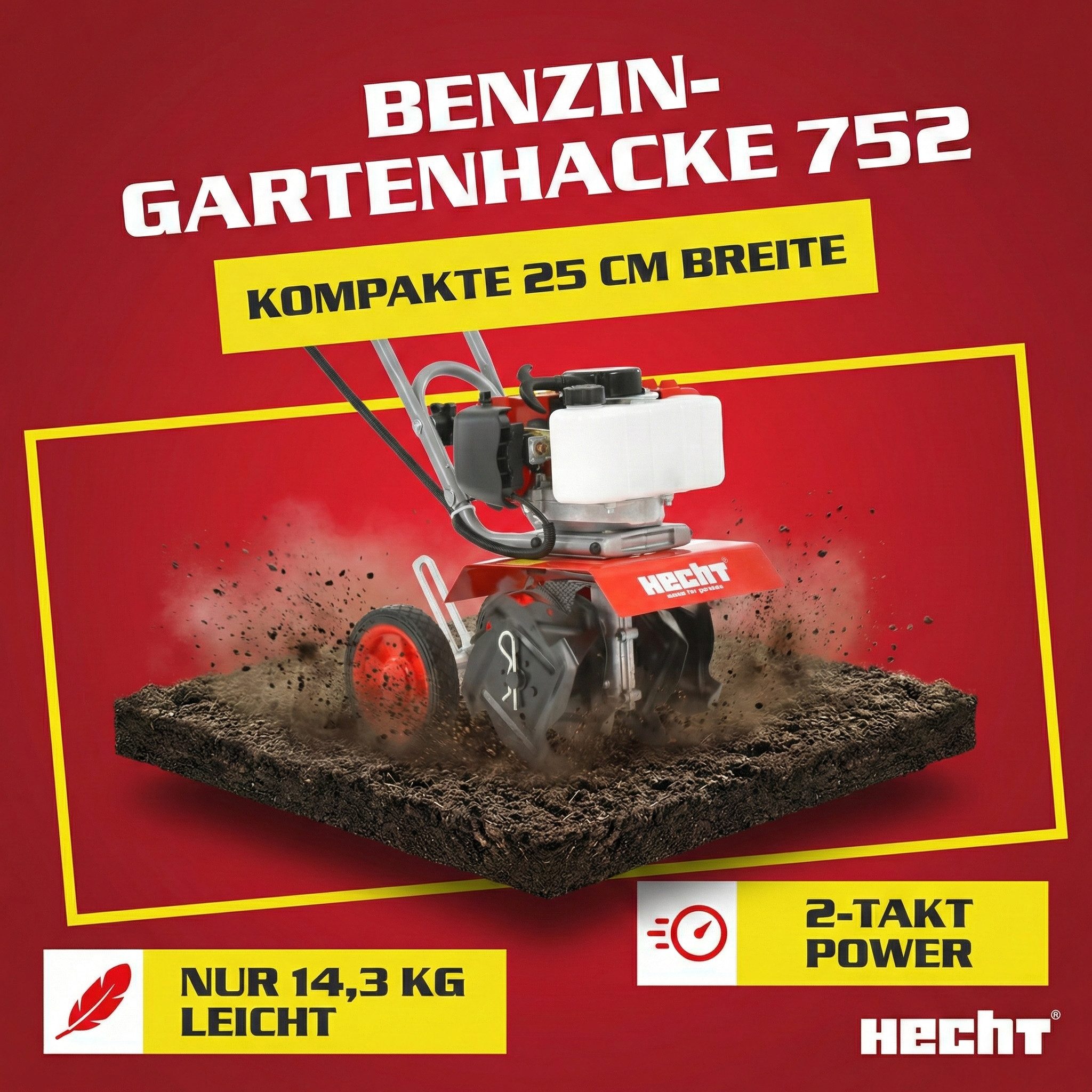 Hecht Benzinmotorhacke Gartenfräse 2 PS 9000 U/min 51,7cm³ Gartenhacke Moto günstig online kaufen