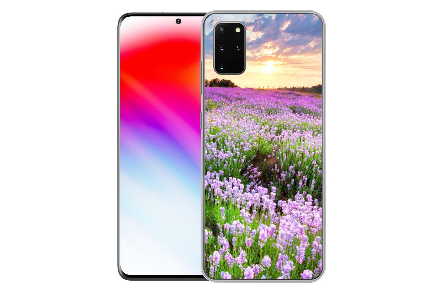 MuchoWow Handyhülle für Samsung Galaxy S20 Plus Blumen - Lavendel - Lila - Himmel - Sonnen, Phone Case, Silikon, Schutzhülle Dünn