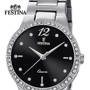 Festina Quarzuhr Festina Damen Uhr F20240/2 Edelstahl, Damen Armbanduhr rund, Edelstahlarmband silber