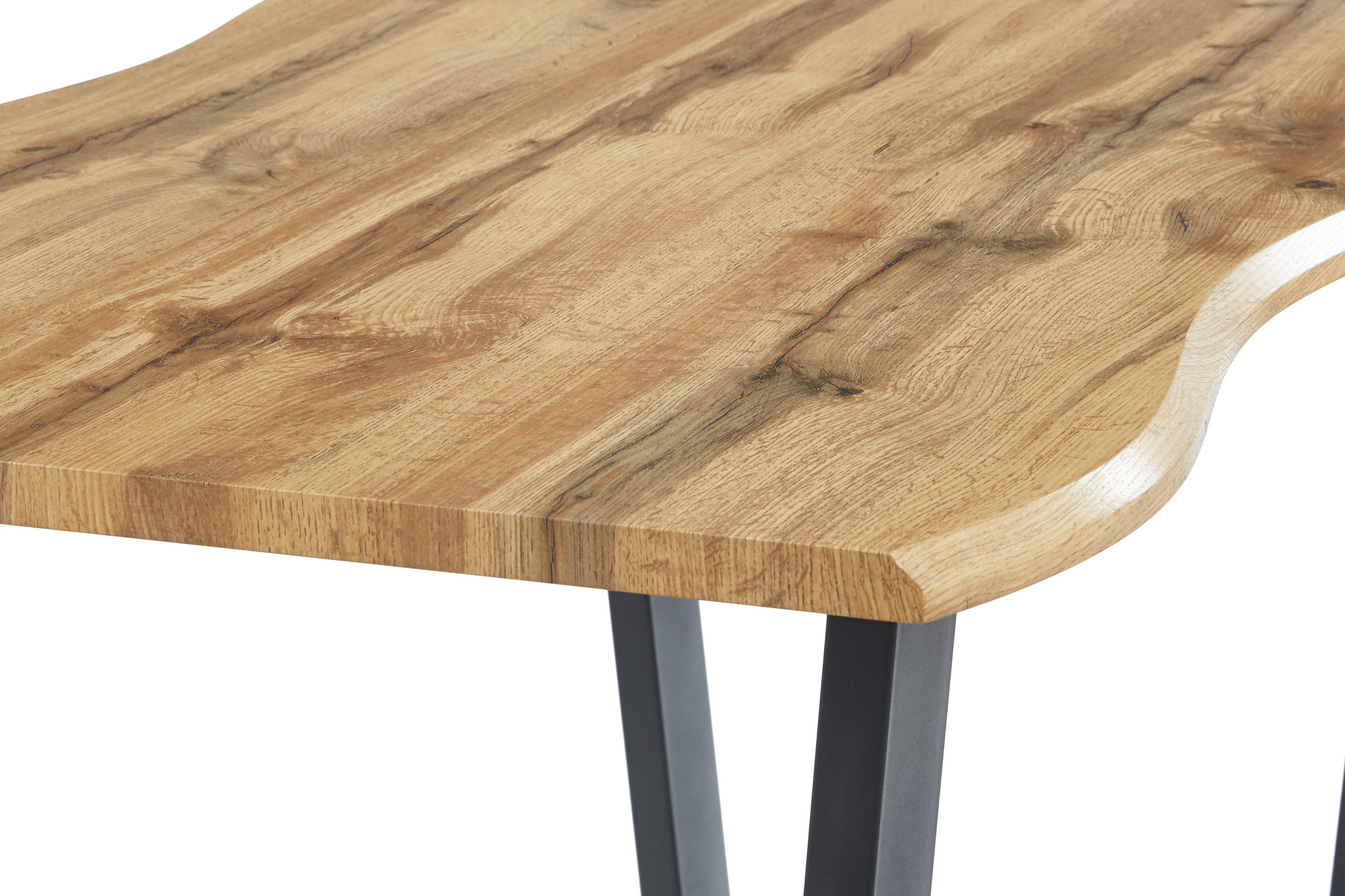 SAM® Esstisch Ella, Holz Wildeiche-Optik, Baumkante, Metallgestell V-Form schwarz