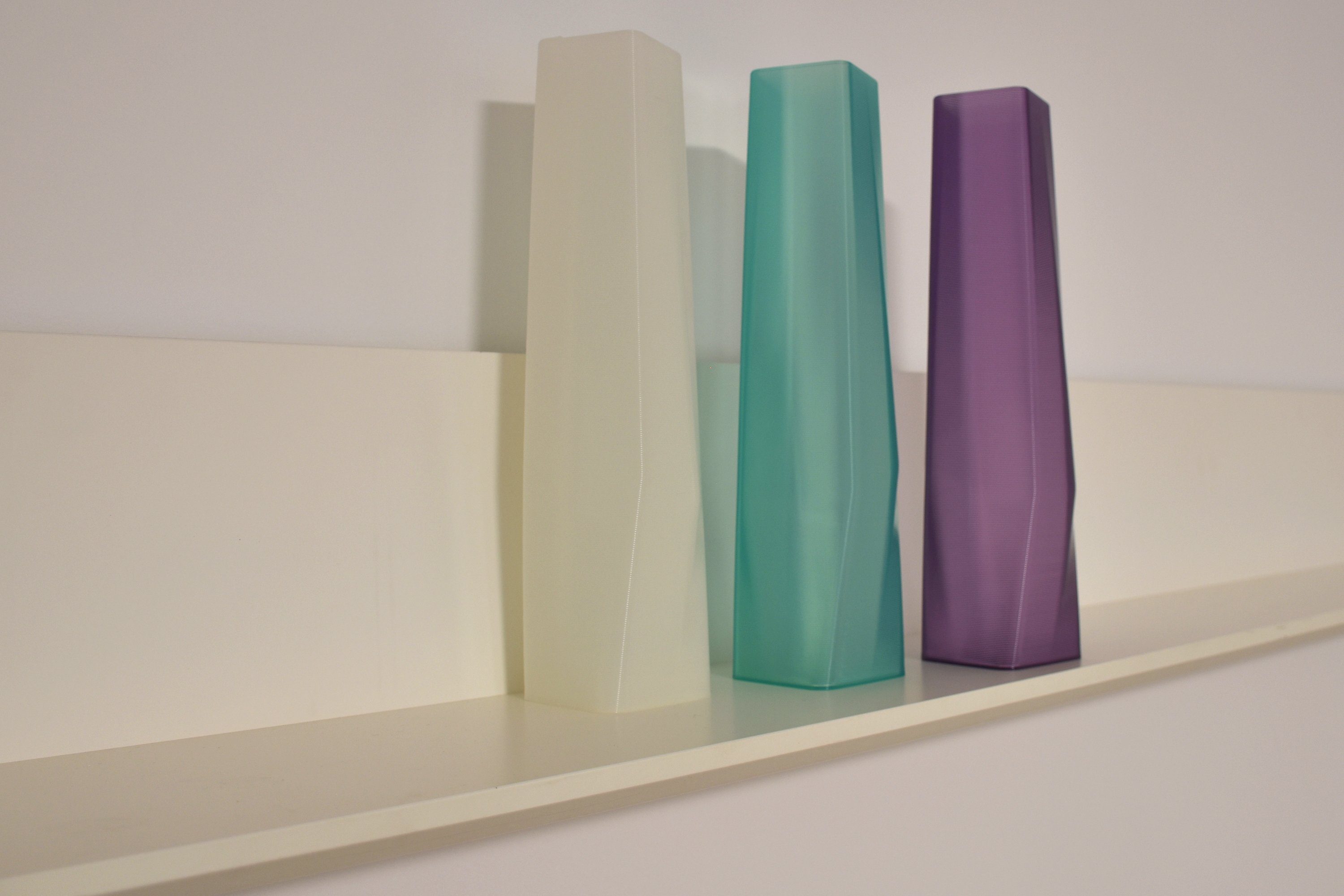 des Vasen, 1 Durchsichtig; Vase), Dekovase (deco), Farben, Materials the 3D viele Leichte (Rillung) 3D-Druck - vase - 100% innerhalb square (Einzelmodell, Weiß Decorations Struktur Shapes