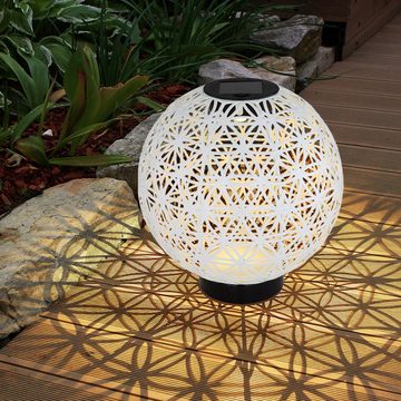 etc-shop Gartenleuchte, LED-Leuchtmittel fest verbaut, Warmweiß, Solarlampe Kugelsolarleuchten für Außen orientalische Kugel LED