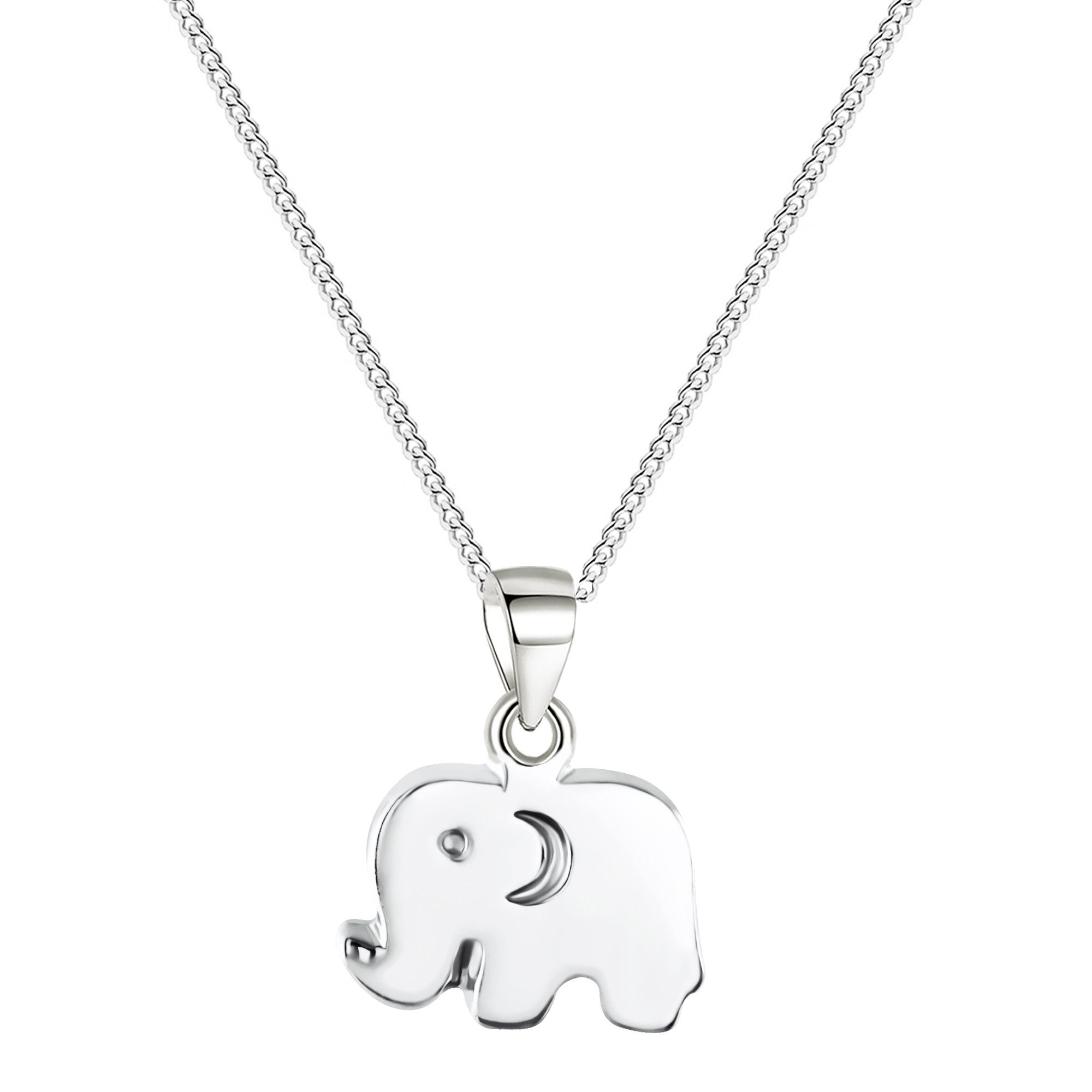 Kette mit Anhänger 925 Silber Halskette Kinder Kette Elefant Platte Anhänger Glänzend
