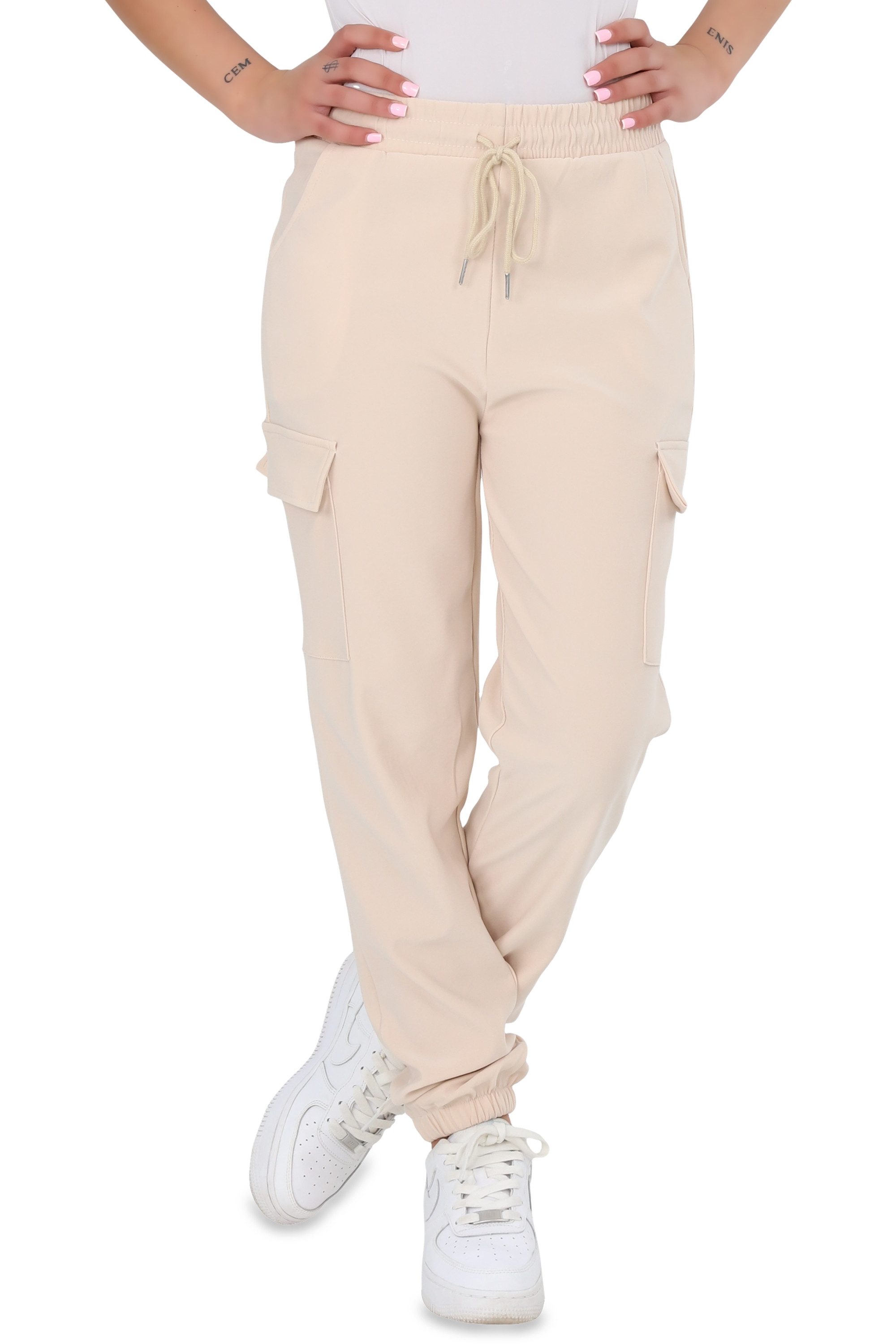 malito more than fashion Jogginghose malito Damen Jogginghose mit elastischem Beinabschluss und Seitentasch Freizeithose Sweathose Loose Fit mit Seitentaschen