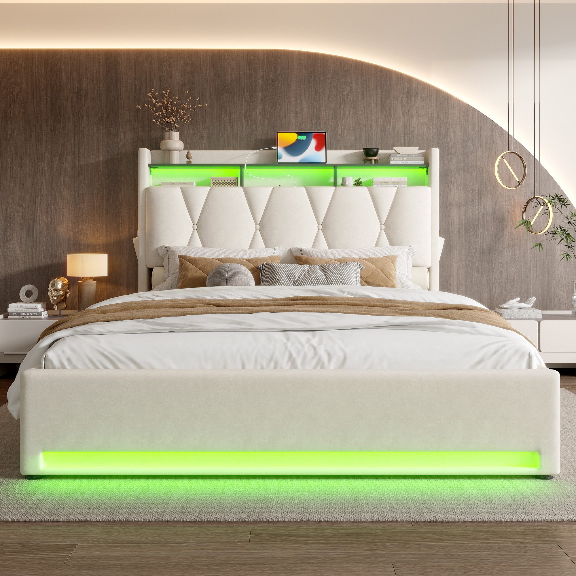 HAUSS SPOLE Polsterbett 160×200 LED-Doppelbett mit günstig online kaufen