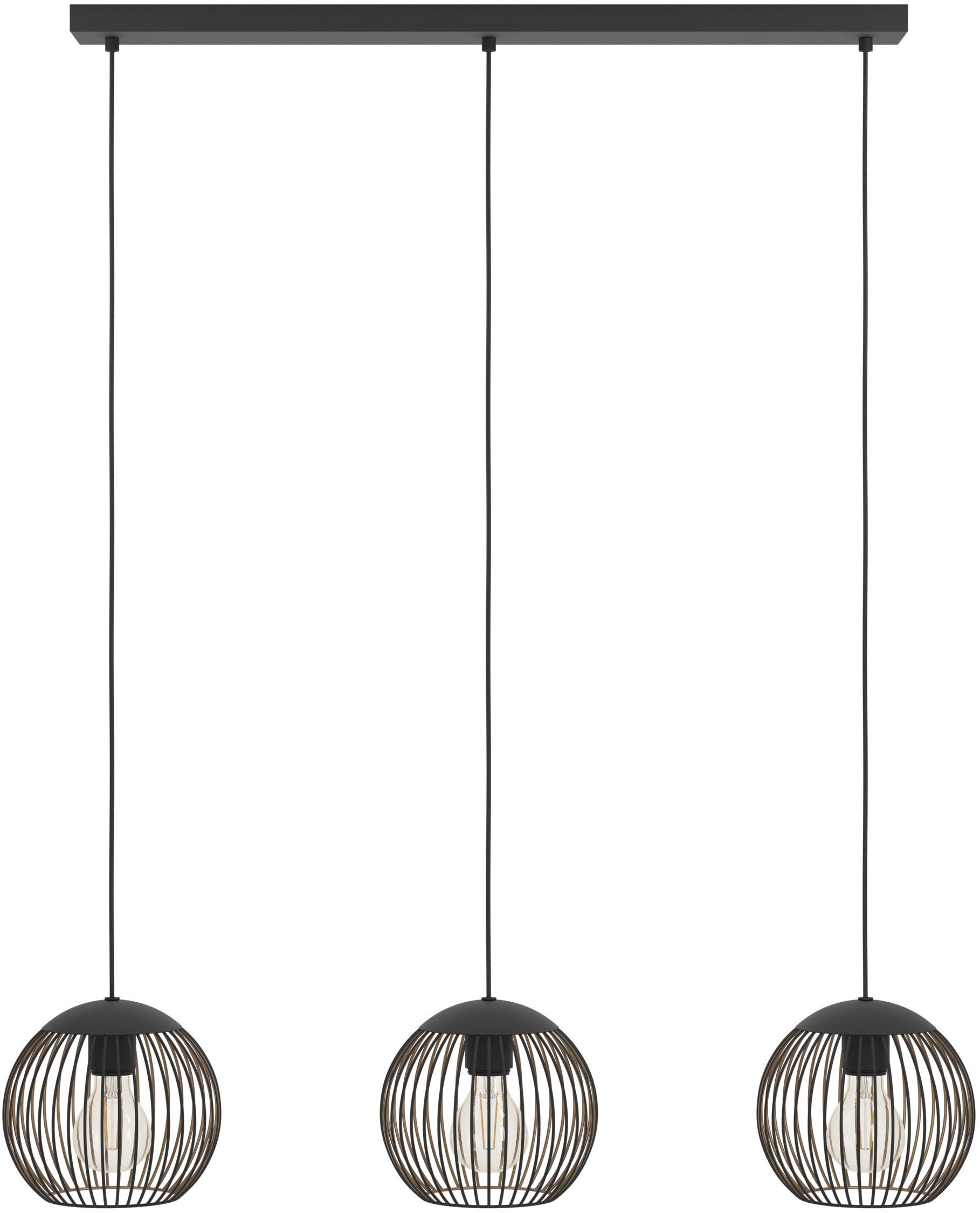 EGLO Hängeleuchte ALMANZORA Pendellampe - Stahl - E27 - 3X60W - IP20, ohne günstig online kaufen