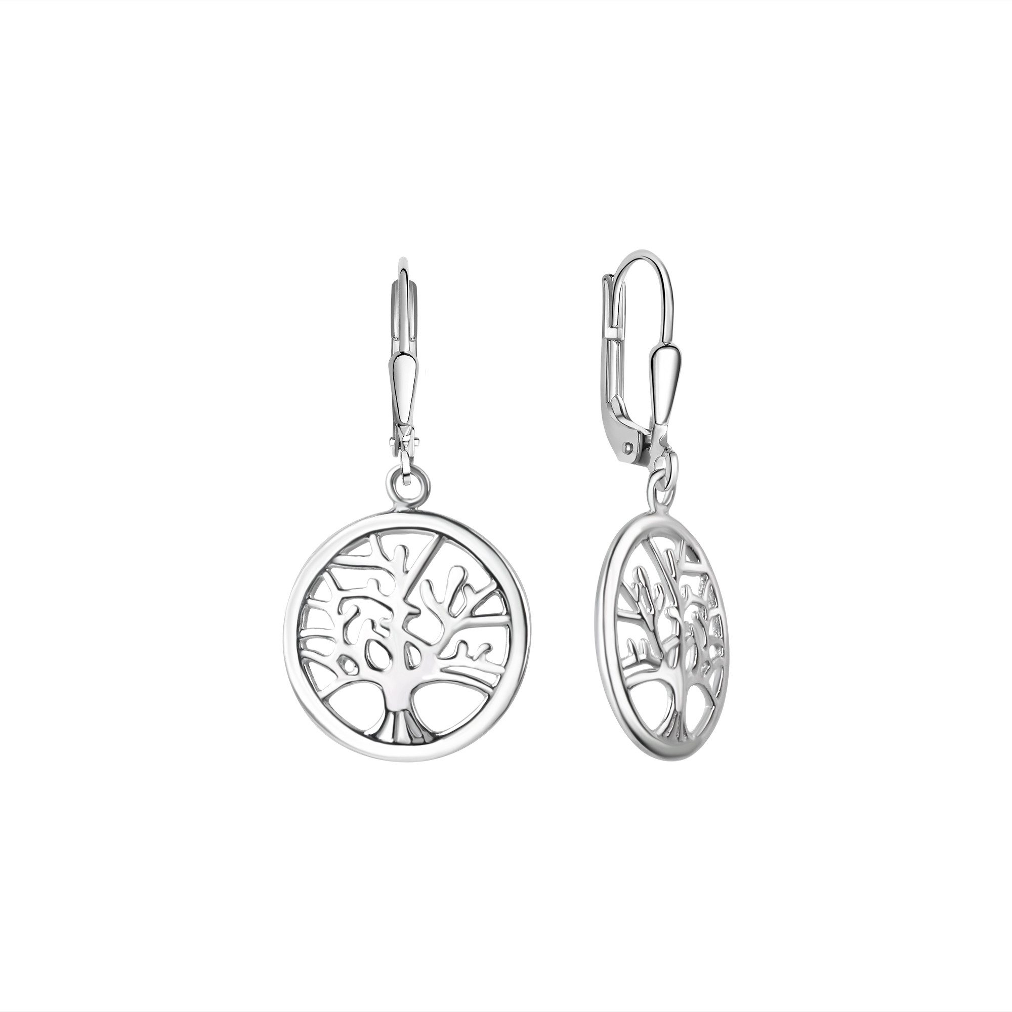 Paar Ohrhänger 925/- Sterling Silber rhodiniert Lebensbaum