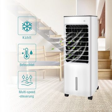 Ihome Standventilator 4in1 Mobile Luftkühler,Standventilator,4.8 L Wassertank,50W Leistung, Luftzufuhr mit 120° großem Winkel,vier 360° drehbare Leichtlaufrollen