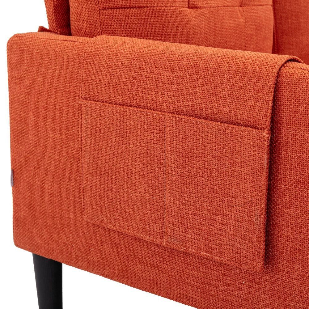 BlingBin Ecksofa Couch mit mit Stauraum, L-Form mit 1er Orange Teile, Schlaffunktion, in Set Eckcouch | Hocker Couch Stauraum-Chaise, Sofa Polsterecke 1 Orange