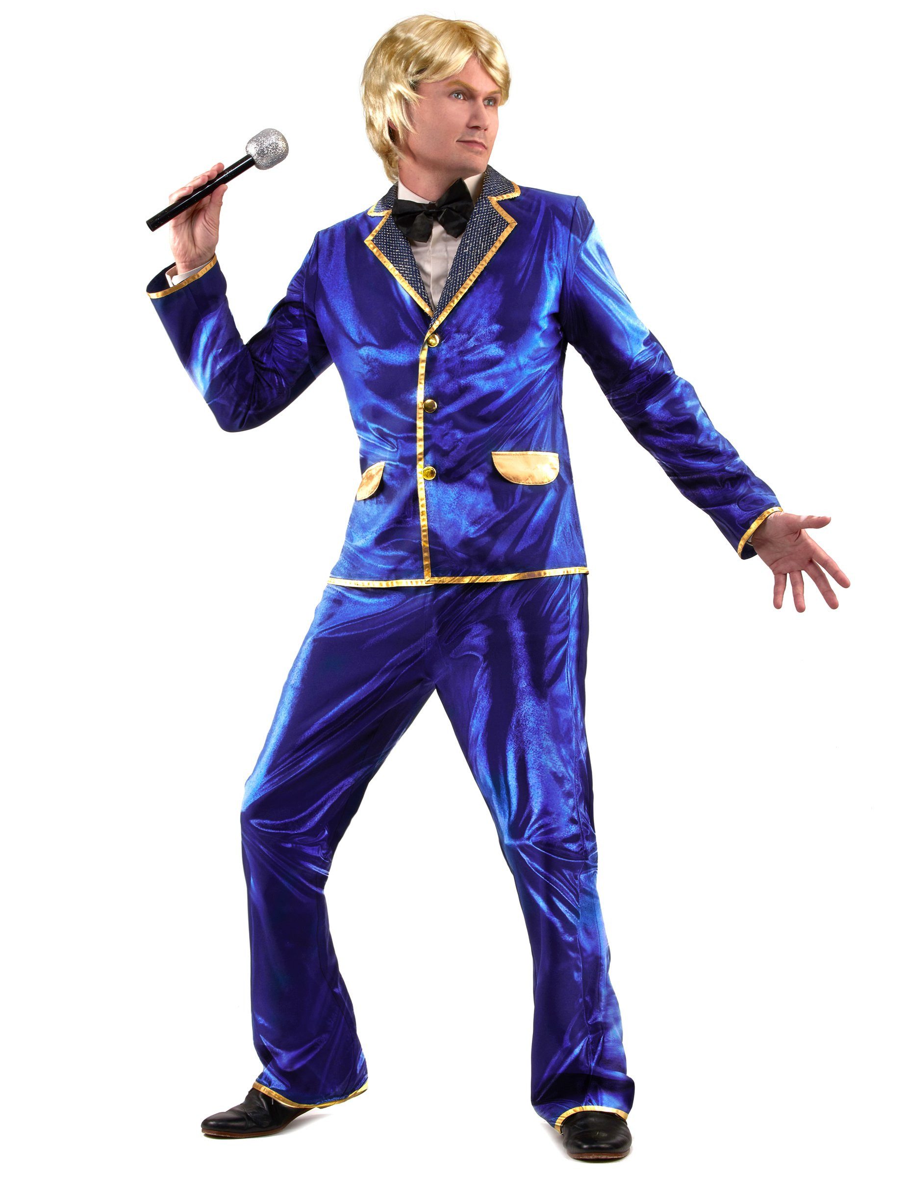 Kostüm 70er-Outfit Disco-Herrenkostüm blau-gold