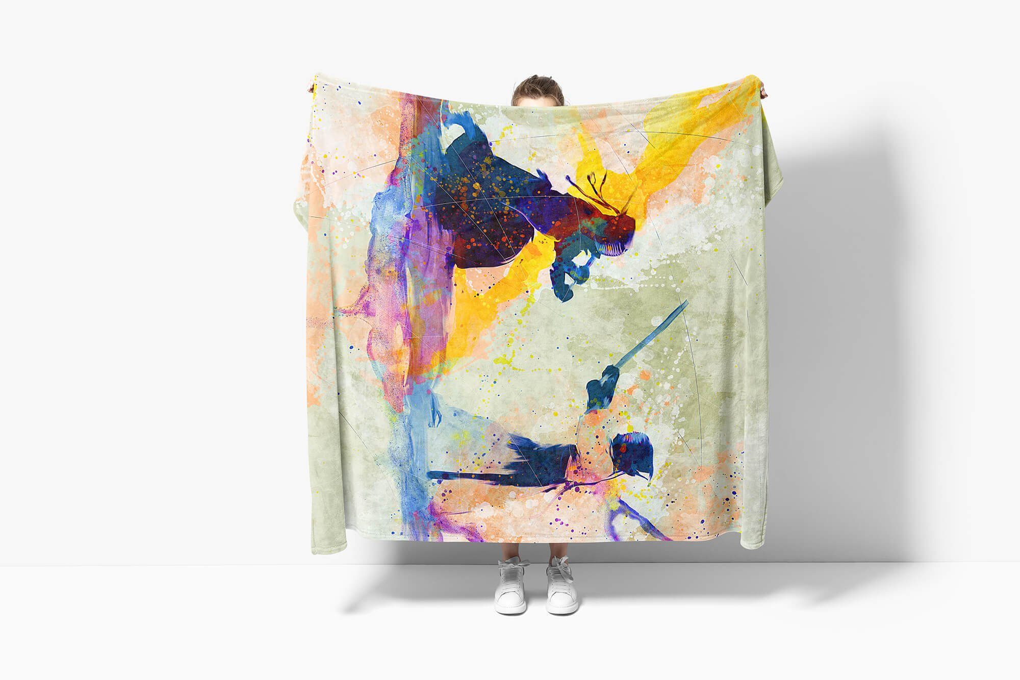 Kendo Handtücher Handtuch Kuscheldecke Handtuch Sport Baumwolle-Polyester-Mix SplashArt Sinus Art Kunstvoll Sportha, Saunatuch Strandhandtuch II (1-St),